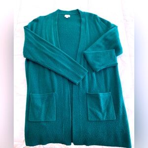 J Crew Green Wool Cardigan Sweater XL